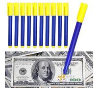 Pack 10 Unidades Detector Billetes Falsos, Bolígrafo Detector de Billetes, Bolígrafo de Dinero Falso, para Dólares Estadounidenses, Euros, Libras, Yen, Won us, Tinta Duradera, 133 x 12 mm (Azul)