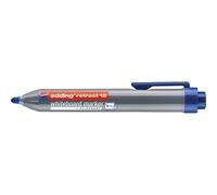 Pack 10 Unidades Edding Retract 12 Rotulador para Pizarra Blanca Retractil - Punta Redonda - Trazo entre 1.5 y 3mm - Recargable - Secado Rapido - Color Azul