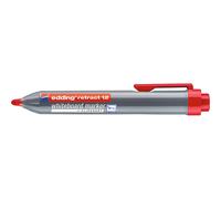 Pack 10 Unidades Edding Retract 12 Rotulador para Pizarra Blanca Retractil - Punta Redonda - Trazo entre 1.5 y 3mm - Recargable - Secado Rapido - Color Rojo