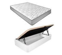 Pack 105x190 colchón viscoelástico brisa + canapé madera abatible con apertura lateral con montaje incluido color blanco