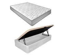 Pack 105x190 colchón viscoelástico brisa + canapé madera abatible con apertura lateral con montaje incluido color polar