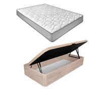 Pack 105x190 colchón viscoelástico brisa + canapé madera abatible con apertura lateral con montaje incluido color cambria