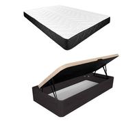 Pack 105x190 colchón viscoelástico juno + canapé madera abatible con apertura lateral con montaje incluido | color wengué