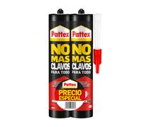 Pattex No Mas Clavos Para Todo HighTack, adhesivo de montaje resistente a temperaturas extremas, pegamento fuerte en superficies húmedas, adhesivo blanco, pack ahorro con 2 cartuchos x 446 g