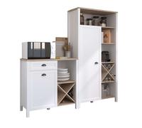 Pack 2 buffets de cocina coper armarios de cocina estilo moderno blanco y roble jackson