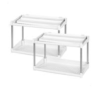 Aktive – Organizador de especias Max Home Pack 2, 2 alturas, bandeja extraíble, blanco/gris