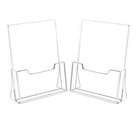 Pack 2 Expositore Metacrilato DIN A5 Vertical | Soporte de Folletos, Cartas y Flyers Transparente | Porta Publicidad y Material Informativo Compacto y Elegante para Escritorio, Ferias, Oficinas y