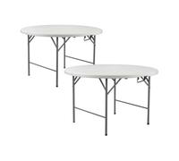 Thinia Home Pack 2 Mesas Plegables Redondas para Catering Efecto Granito 150x74cm Thinia Home