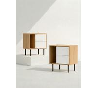 Pack 2 mesitas de noche Zach blanca-natural 2 cajones - Kenay Home