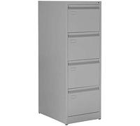 Pack 2 - OFITURIA ® Archivador Metálico Tipo Bisley Organizativo De Oficina Gris RAL9006 con 4 Cajones para Carpetas DIN A4 Y Folio, Documentos con Llave, 132 X 46 X 62