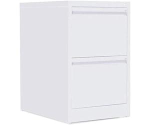 Pack 2 - OFITURIAArchivador Metálico Organizativo De Oficina Blanco con 2 Cajones para Carpetas DIN A4 Y Folio, Documentos con Llave, 62 X 46 X 72