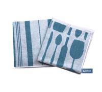 Pack 2 paños cocina 50x50 azul