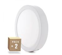 Pack 2 Plafónes LED 24W 1900Lm 4200ºK Superficie 40.000H [HO-PLAF-C-24W-W-PK2-AP] | Greenice