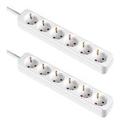 7hSevenOn Pack 2 Regletas 6 Enchufes Schuko 1m Blanco sin Interruptor 7hSevenOn