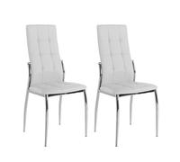 Miroytengo Pack 2 Sillas Comedor Laci Estilo Moderno Polipiel Cromadas Blanco 101x51x45 cm