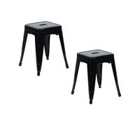 Thinia Home Pack 2 Taburetes Bajos Industriales Apilables de Acero 38x38x46cm Thinia Home