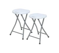 7house Pack 2 Taburetes Plegables de Resina y Acero 31x45cm Blancos 7house