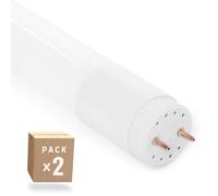 Pack 2 Tubo LED T8 18W 2.880Lm 6000ºK Vidrio 120Cm Conexión 2 Extremos 40.000H | Greenice