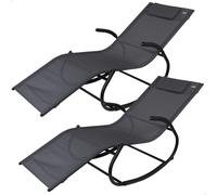 Pack 2 tumbonas mecedoras de jardín antracita c/cojín Aktive