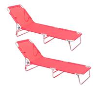 Pack 2 tumbonas playa reclinables de 3 posiciones convertible en cama coral de aluminio Lola Home