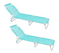 Pack 2 tumbonas playa reclinables de 3 posiciones convertible en cama verde aguamarina de aluminio Lola Home
