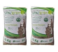 Pack 2 Unidades Saco de pellets de Madera 15kg. Certificado ENplus y Calidad A1. Ideal para chimeneas, Estufas o barbacoas. Diametro 6 mm. 100% Madera de Pino.