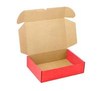 Pack 20 Cajas Cartón Kraft Automontables con Tapa Color Rojo - Resistentes para Envíos, Ecommerce y Mensajería con medidas 30x22x8 cm