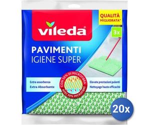Pack 20 Vileda Paños Limpieza Suelos 30% Microfibra 50x45Cm 3 Piezas