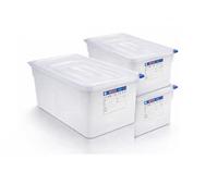 Pack 3 Cajas Herméticas Gastronorm GN 1/1 28 L con Tapa - 53x32x20 cm - Contenedores Alimentarios Profesionales para Hostelería - Recipientes de Conservación Cocina Industrial