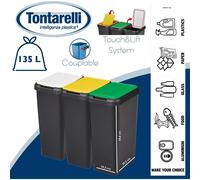 Pack 3 Cubos de Basura Touch&Lift 135 Litros - Tontarelli