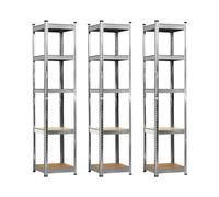 Pack 3 Estanterías Modulares con 5 Baldas Ajustables 180x40x40cm 175Kg Thinia Home Gray