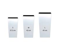 Pack 3 macetas altas prosperplast (11,4/16,3/19 litros) urbi square de plastico en color blanco con deposito