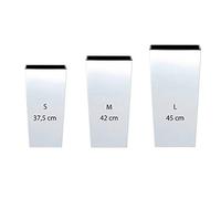 Pack 3 macetas altas Prosperplast (11,4/16,3/19 litros) Urbi Square de plastico en color blanco con deposito