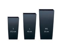 Pack 3 macetas altas prosperplast (11,4/19/35 litros) urbi square de plastico en color antracita con deposito