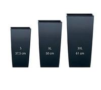 Pack 3 macetas altas Prosperplast (11,4/26,6/49 litros) Urbi Square de plastico en color antracita con deposito