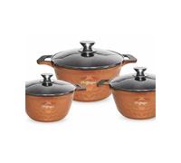 Pack 3 ollas Cheffinger color bronce 20, 24 y 28 cm con tapa de cristal | Antiadherentes, aptas para todo tipo de cocinas
