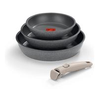 Monix One Click Pietra | Set 3 sartenes apilables, 20-24-26 cm, Antiadherentes, Mango desmontable, Indicador Temperatura Thermonix, Sin PFOA, Apta para todo tipo de Cocinas