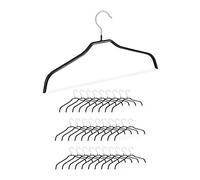 Pack 30 Perchas Ropa Antideslizantes, Metal-PVC, Negro, 21 x 42 x 1 cm