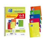 Pack 4+1 cuadernos espiral Oxford OptikPaper tapa extradura folio 80 hojas 4x4 con pizarra blanca - Vuelta al cole 2026 - Descuento 2€ via WhatsApp