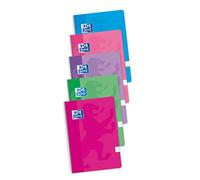 Oxford Cuadernos espiral Folio 80H Tapa básica Cuadros 4 mm Pack 4+1 Colores pastel