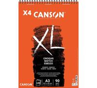 Pack 4 - Álbum Espiral Microperforado, A3, 120 Hojas, Canson XL Croquis, Grano Fino 90g