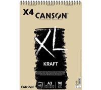 Pack 4 - Álbum Espiral Microperforado, A3, 60 Hojas, Canson XL Kraft Rayado 90g Beige