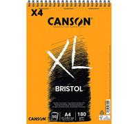 Pack 4 - Canson Álbum Espiral 21x29,7 50H XL Bristol Extraliso 180g, Blanco, A4