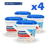 Pack 4 Cloro de piscina en pastillas Astral Pool Multi acción 20Kg. Tabletas Multiacción 250gr. 4 cubetas de 5kg