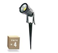 Pack 4 Focos LED Pincho Jardín 5W 450Lm 6000ºK 40.000H [SL-SL-C10-5W-CW-PK4-AP] | Greenice