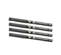 Pack 4, Pilot V5 Azul Negro Rojo, Boligrafo de tinta Hi-Tecpoint Extrafina Bolígrafo 0.5mm Punta Punta 0.3mm Ancho de Línea (Paquete de 4), Pack de 4 colores Esencial (2 azul, 1 negro y 1 rojo ) o pac