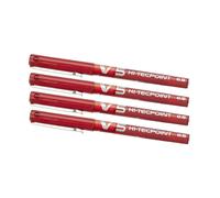 Pack 4, Pilot V5 Azul Negro Rojo, Boligrafo de tinta Hi-Tecpoint Extrafina Bolígrafo 0.5mm Punta Punta 0.3mm Ancho de Línea (Paquete de 4), Pack de 4 colores Esencial (2 azul, 1 negro y 1 rojo ) o pac