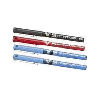 Pack 4, Pilot V5 Azul Negro Rojo, Boligrafo de tinta Hi-Tecpoint Extrafina Bolígrafo 0.5mm Punta Punta 0.3mm Ancho de Línea (Paquete de 4), Pack de 4 colores Esencial (2 azul, 1 negro y 1 rojo ) o