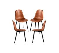 RegalosMiguel Pack 4 Sillas Black Teok Polipiel - Camel Vintage
