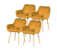 Pack 4 sillas comedor tapizadas estilo nórdico con brazos, asiento acolchado cómodo, patas madera natural, diseño moderno para comedor, cocina o sala, sillas comedor modernas resistentes y elegantes